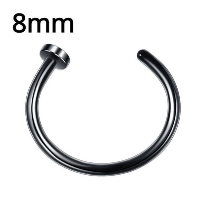 Multicolor stainless steel fake nose ring hoop and septum clip, non-piercing punk-style jewelry for women.