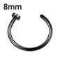 Multicolor stainless steel fake nose ring hoop and septum clip, non-piercing punk-style jewelry for women.