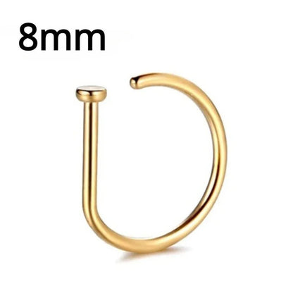 Multicolor stainless steel fake nose ring hoop and septum clip, non-piercing punk jewelry for women with magnetic design