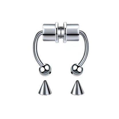 Multicolor stainless steel fake nose ring hoop, non-piercing septum clip, rock fashion punk jewelry for women