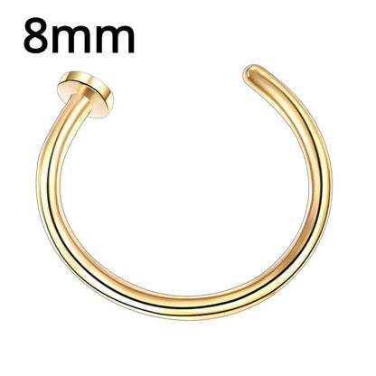 Multicolor stainless steel fake nose ring hoop and septum clip, punk fashion body jewelry for women with magnetic closure.