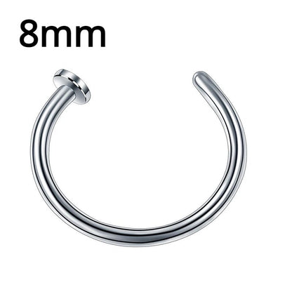 Multicolor stainless steel fake nose ring hoop and septum clip, punk-inspired non-piercing jewelry for women with magnetic closure
