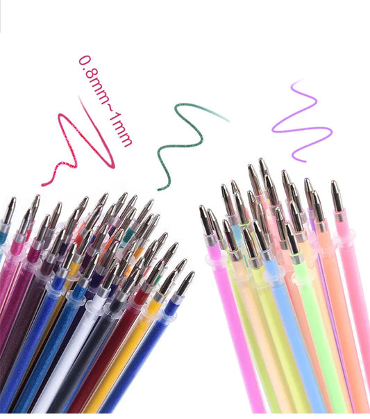 Multicolor 24-color Office School watercolor gel pen refill set with 5ml garden outline pens for stationery and art projects.