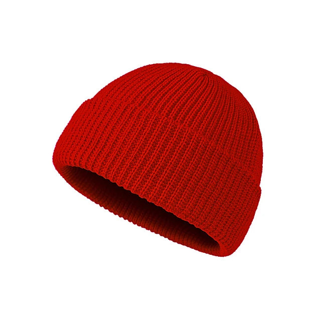 Wool knitted beanie hat for men and women, solid color, simple warm skullie style, suitable for autumn and winter fashion.
