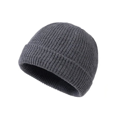 Warm knitted wool beanie hat for men and women, simple solid color skull cap, perfect for autumn and winter fashion.