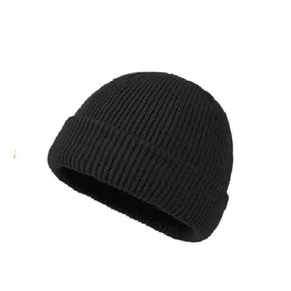 Wool knitted beanie hat for men and women, solid color, warm winter skullies and trendy fall fashion cap style.