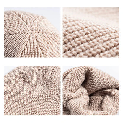 Wool knitted beanie hat for men and women, solid color, warm winter skullies and beanies with simple trendy style.