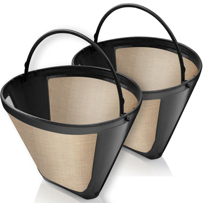 Two reusable cone coffee filters compatible with 10-12 cup Cuisinart coffee makers, made by BACKUPMYFILESNOW.COM®.