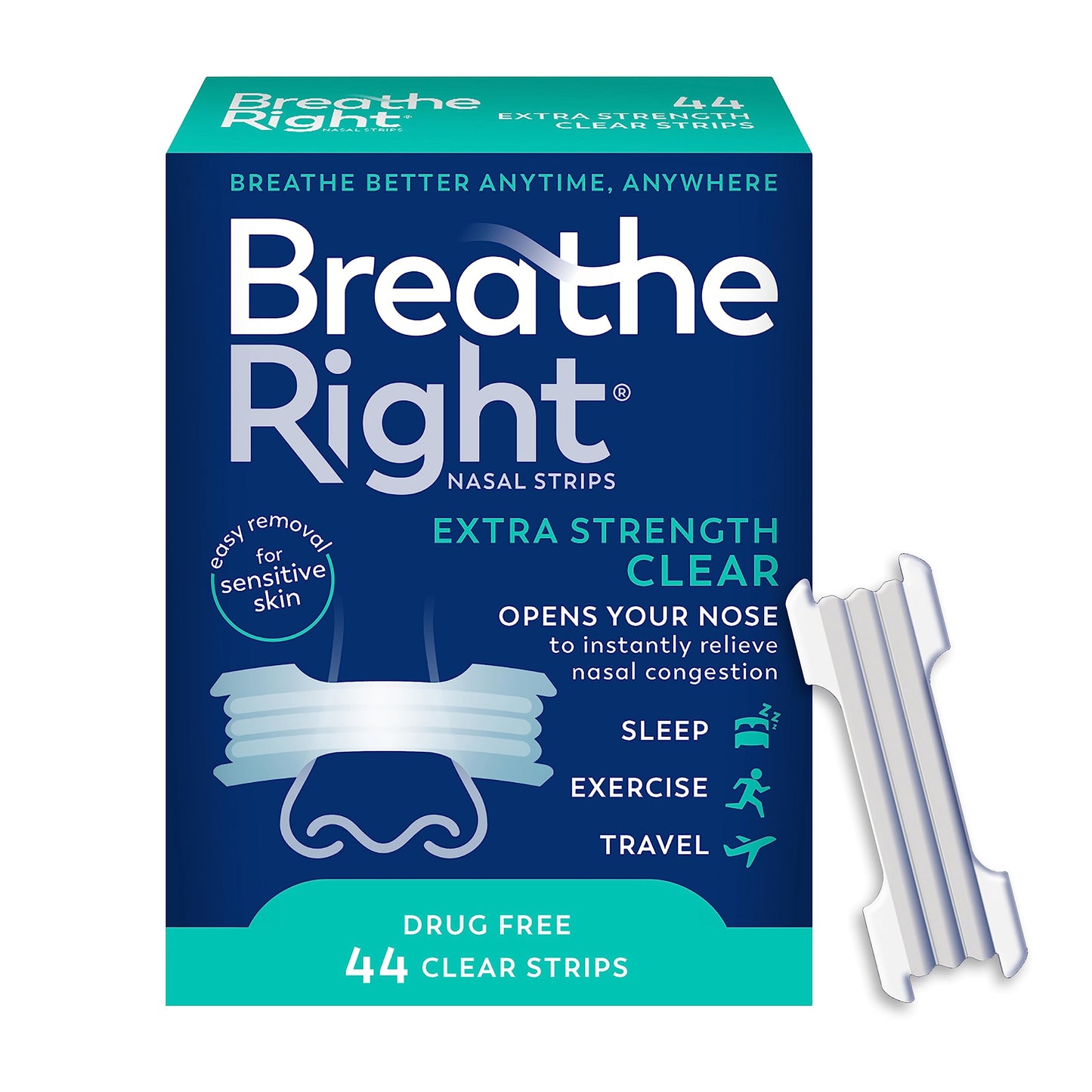 BackupMyFilesNow® Breathe Right Nasal Strips, extra strength, clear, for sensitive skin, designed to relieve snoring and nasal congestion.