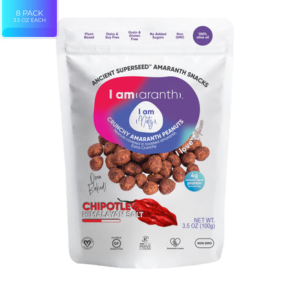 Eight-pack of BACKUPMYFILESNOW® Chipotle and Himalayan Salt Peanuts, 3.5 oz each, with spicy chipotle flavor and Himalayan salt.