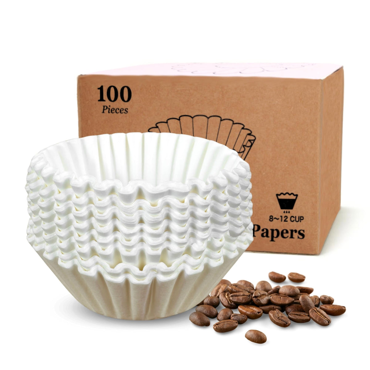 White disposable coffee filters for Keurig K-Duo Essential, 8-12 cup pour-over coffee maker, 100-pack by BackupMyFilesNow.com