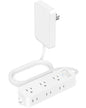 White flat outlet extender power strip with six sockets, detachable outlet cover, 5-foot cord, suitable for home, office, or dorm use.