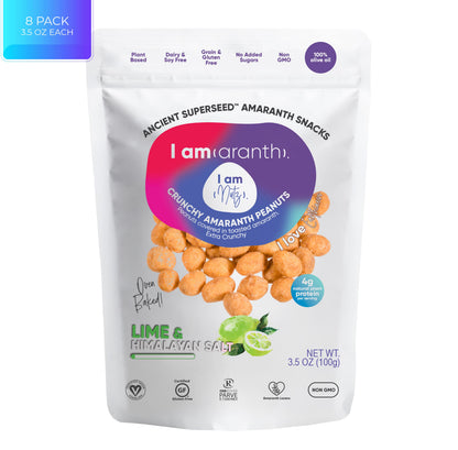 Eight-pack of BACKUPMYFILESNOW® Lime & Himalayan Salt Peanuts, 3.5oz each, showing vibrant lime slices and salted peanuts in packaging.