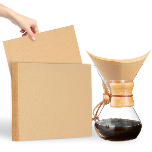Unbleached disposable Ninsula coffee filters for 4-7 cup coffee makers, 50-pack, 11x11 inch size, suitable for coffee pots.