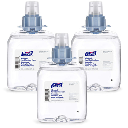 Purell Advanced Hand Sanitizer Foam refill pack of 3 in 1200 mL bottles for PURELL FMX-12 push-style dispensers.