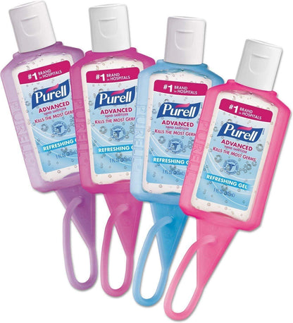 Four 1 fl oz bottles of Purell Advanced Hand Sanitizer Jelly wraps, portable and disinfectant hand sanitizer from BACKUPMYFILESNOW.COM®.