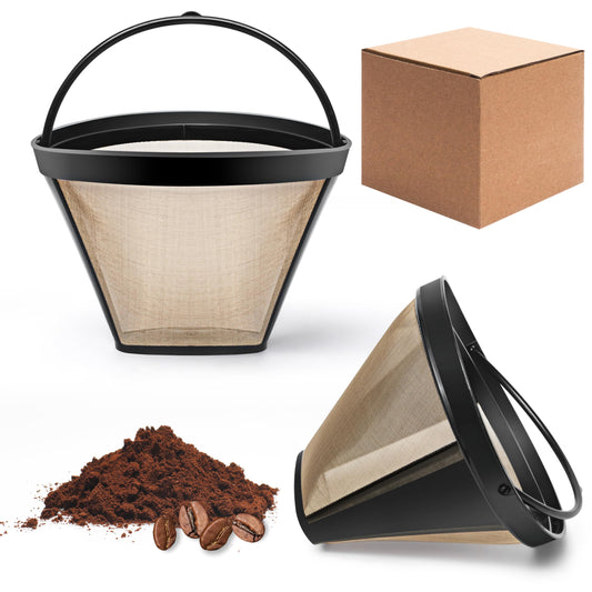 Reusable #4 cone coffee filter basket for Ninja coffee makers, black plastic, 2-pack, durable replacement coffee filter accessory.