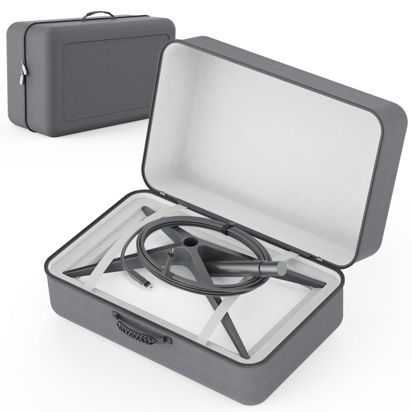 Starlink Gen 2 carry case by BACKUPMYFILESNOW.COM® with semi-rigid EVA exterior, large capacity for Starlink V2 dish, router, and accessories.