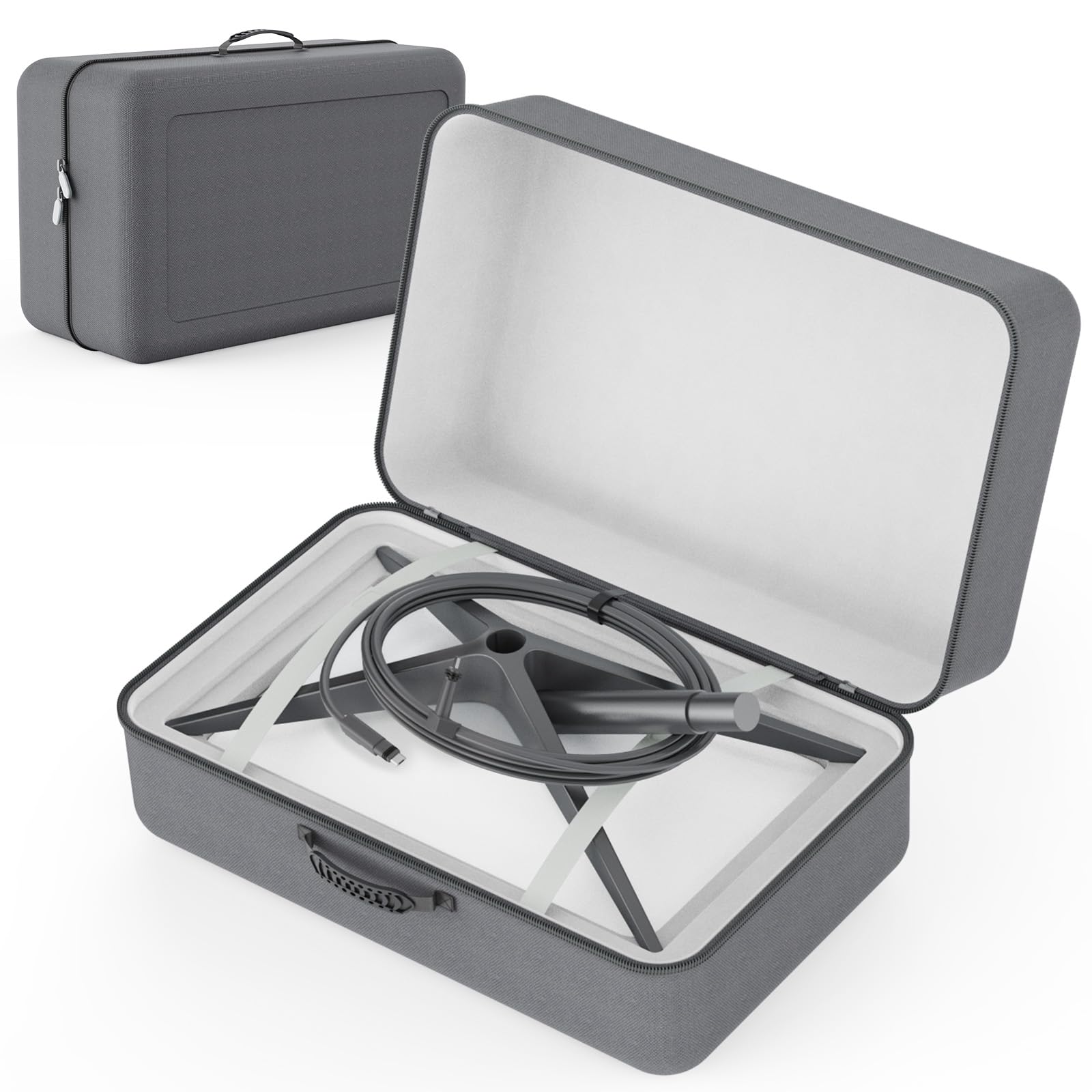Starlink Gen 2 carry case by BACKUPMYFILESNOW.COM® with semi-rigid EVA exterior, large capacity for Starlink V2 dish, router, and accessories.