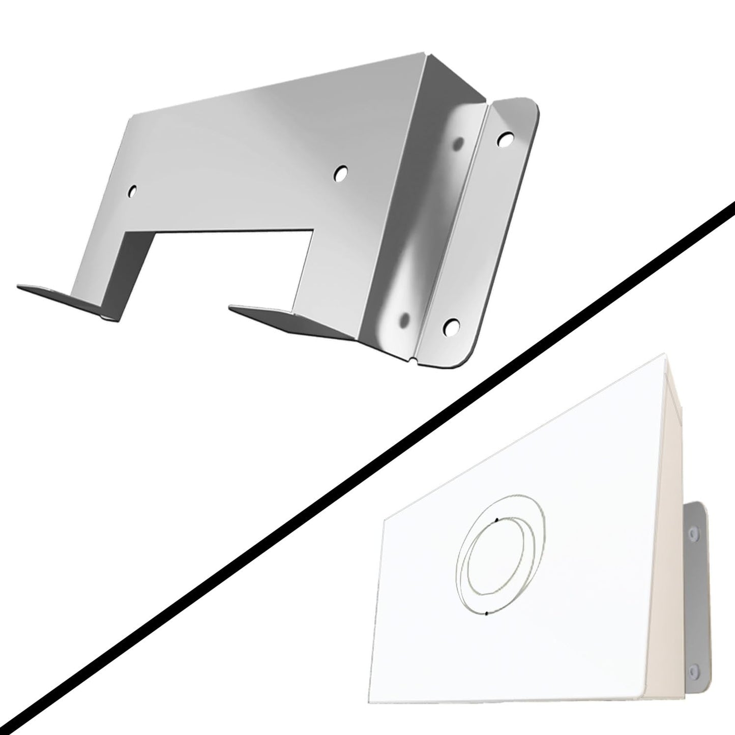 Stainless steel Starlink Gen 3 wall mount bracket for Starlink internet kit and satellite router, designed for secure outdoor installation.