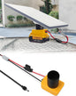 Starlink Mini DC power cable with adapter base for Dewalt batteries, featuring 6 fuses and round pole base, by BACKUPMYFILESNOW.COM®.