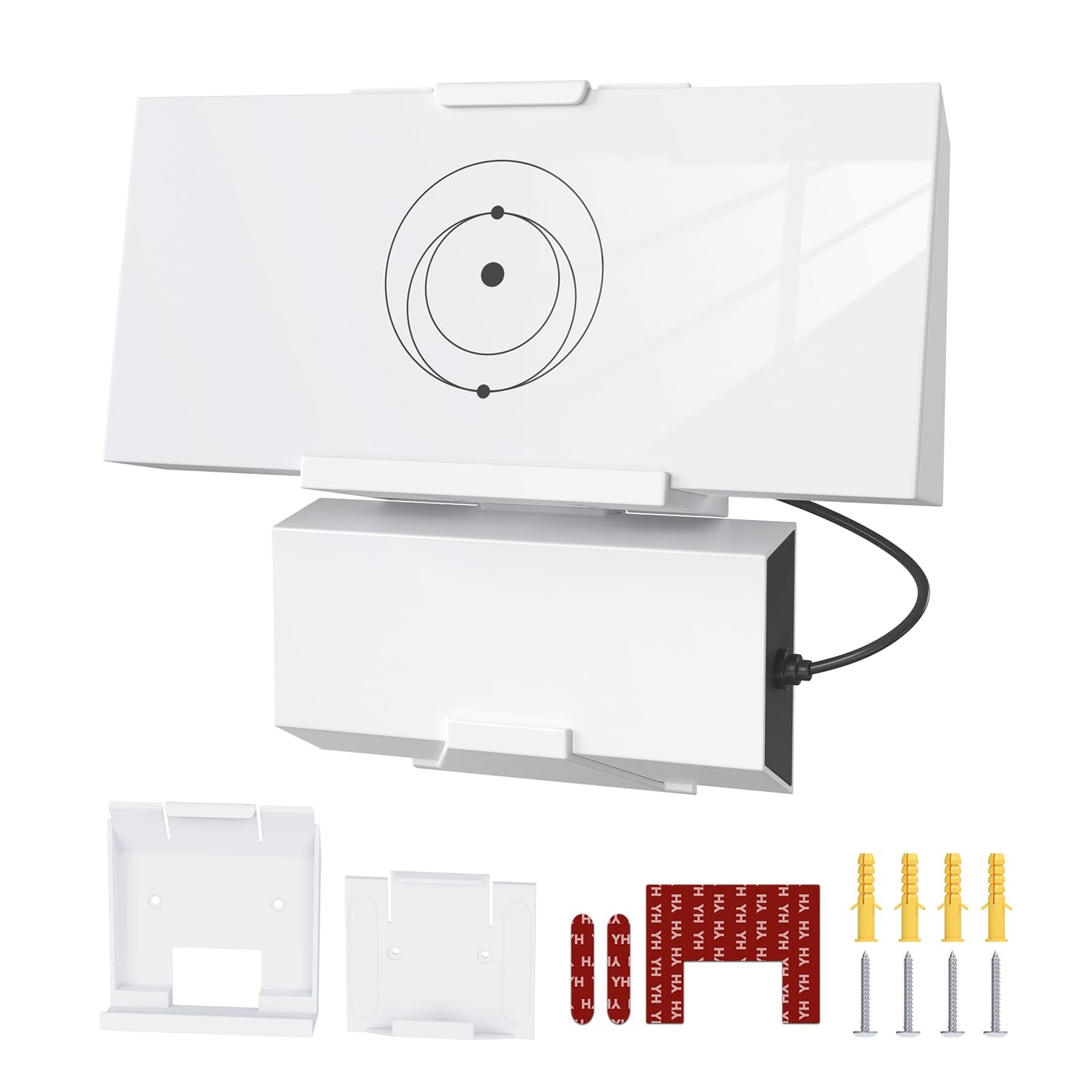Veesun Starlink Gen 3 wall mount kit with router and power supply for satellite internet setup, mounted on a wall.