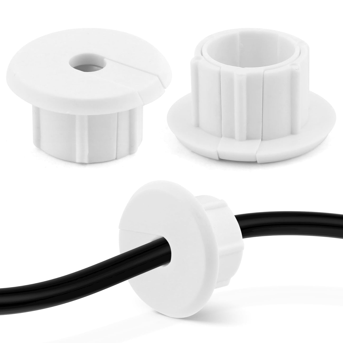 Pair of wall bushing grommets for Starlink Dishy Ethernet cable routing, fits 1-inch wall or furniture wire holes, by BACKUPMYFILESNOW.COM®
