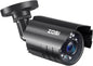 ZOSI 1080P HD TVI security camera with night vision, black bullet design, for home or office surveillance.