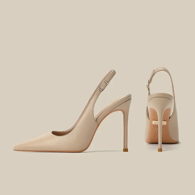 New women's high-heeled shoes with slim heels and pointed back, fashionable and versatile for comfortable commuting.