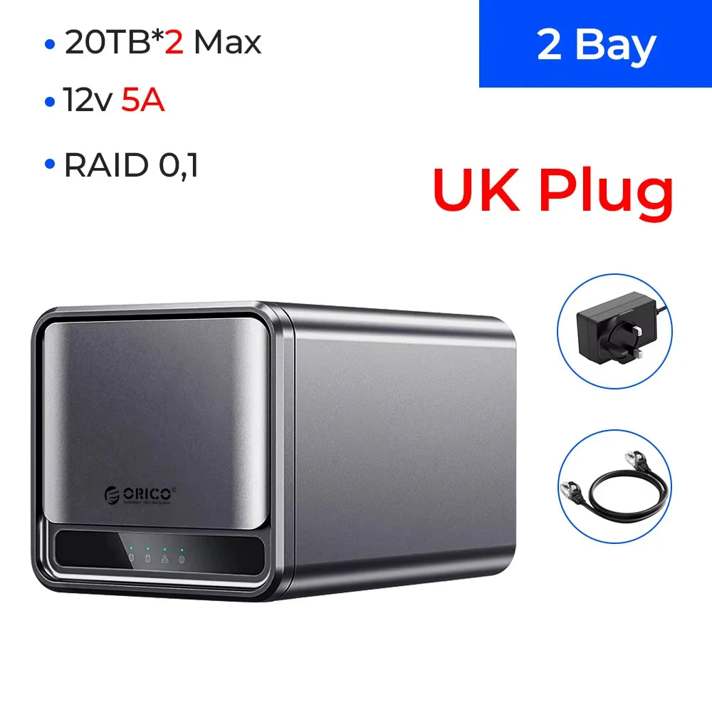 BACKUPMYFILESNOW.COM® ORICO TS200 SATA 3.0 NAS 2-Bay HDD/SSD enclosure for private storage, backup, and file sharing.