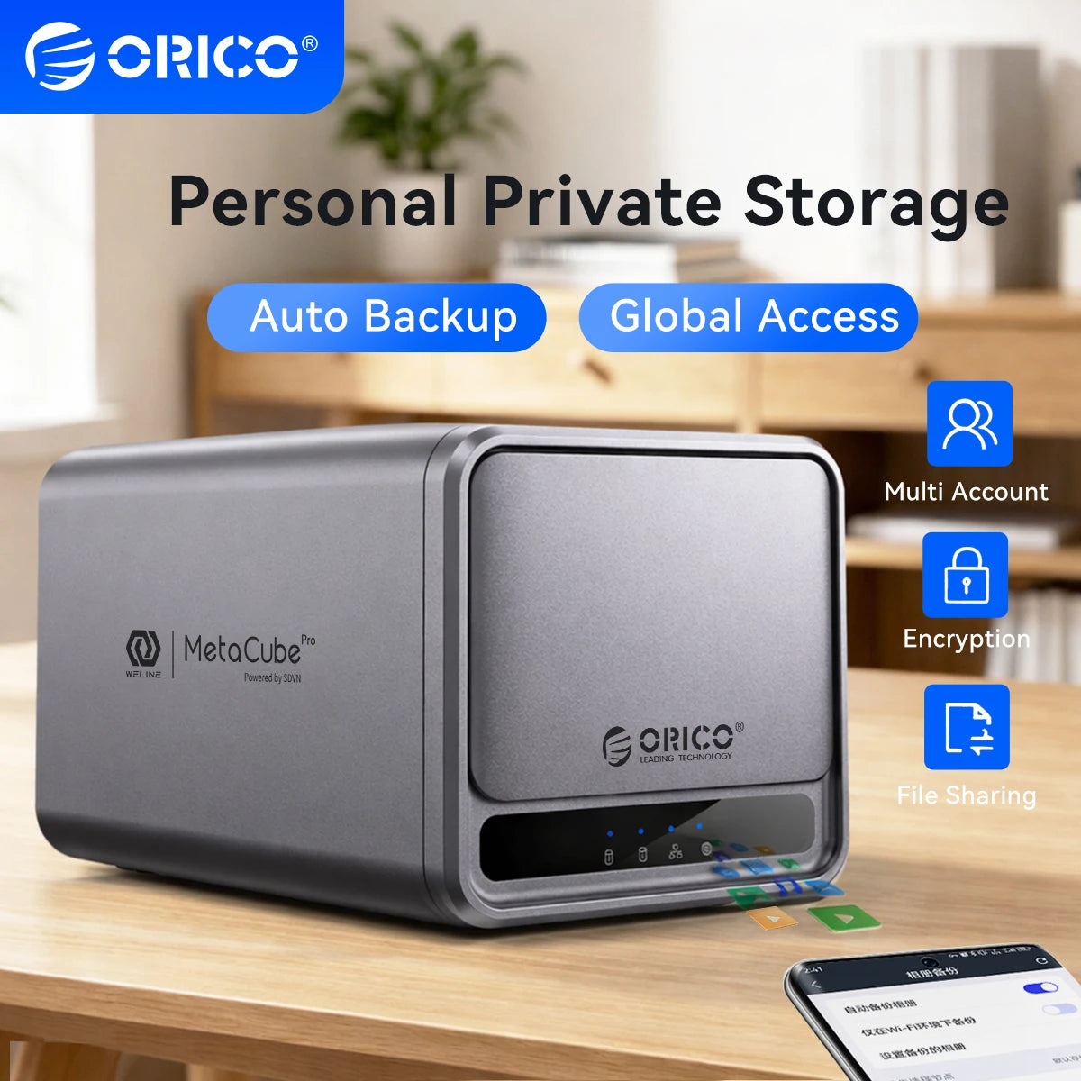 BACKUPMYFILESNOW.COM® ORICO TS200 SATA 3.0 NAS 2-bay enclosure for HDDs and SSDs with backup, file sharing, and private cloud storage