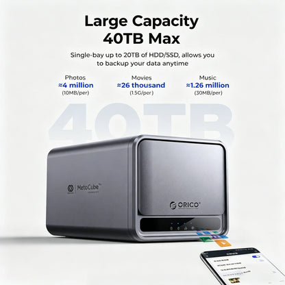 Orico TS200 SATA 3.0 NAS 2-Bay enclosure for HDD/SSD storage, backup, and file sharing in a sleek black design