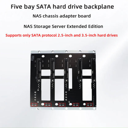 ADT-Link Big 4D corner power supply NAS backplane with five SATA bays and 6Gbps support for storage server or NAS chassis.