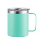 12oz stainless steel insulated coffee mug with handle and sliding lid, ideal for camping, office, home, or school use.