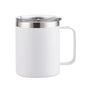 12oz stainless steel insulated mug with handle and sliding lid, ideal for camping, office, home, or school use.