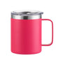 12oz stainless steel insulated coffee mug with handle, sliding lid, suitable for camping, office, home, and school use.
