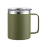 12oz stainless steel insulated mug with handle and sliding lid, ideal for camping, office, home, or school use.