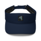 Navy Flexfit 8110 visor with curved brim and adjustable strap, designed for sun protection and comfortable fit.