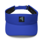 Navy Flexfit 8110 visor hat by BACKUPMYFILESNOW.COM®, one size fits all, featuring a curved brim and adjustable strap.