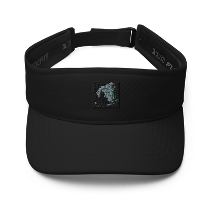 Navy Flexfit 8110 visor hat by BACKUPMYFILESNOW.COM® with curved brim and adjustable fit, showcasing a stylish outdoor accessory.