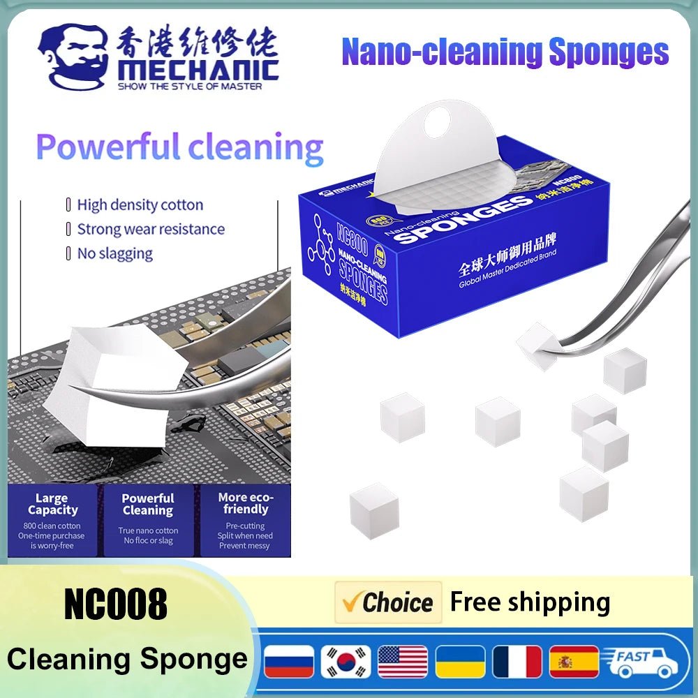 High-density cotton nano-cleaning sponge for PCB, motherboard, back cover, glass, and camera cleaning from BACKUPMYFILESNOW.COM®.