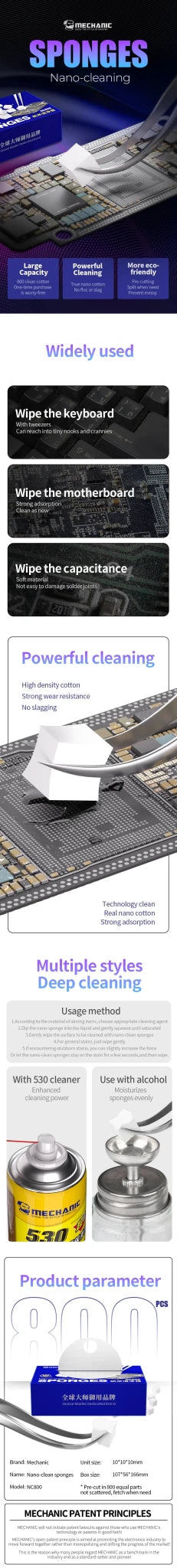 High-density cotton nano-cleaning sponge by BACKUPMYFILESNOW.COM® for PCB, motherboard, back cover, glass, and camera cleaning.