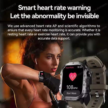 Black 2025 SmartWatch for men and women with GPS, heart rate, sleep tracking, waterproof design, compatible with iOS and Android.