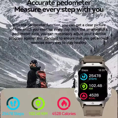Black 2025 SmartWatch for men and women with GPS, heart rate, sleep tracking, waterproof design, compatible with iOS and Android.