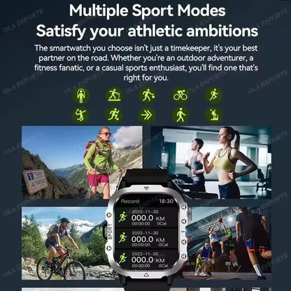 Black 2025 smart smartwatch for men and women with GPS, heart rate, sleep tracking, waterproof design, compatible with iOS and Android.