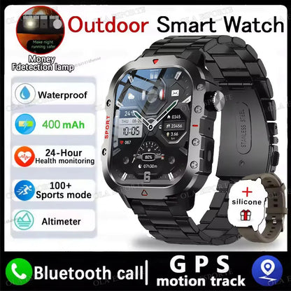 Black 2025 smart smartwatch for men and women with GPS, heart rate monitor, sleep tracking, waterproof design, compatible with iOS and Android.