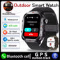 Black 2025 smartwatch for men and women featuring GPS, heart rate, sleep tracking, waterproof design, compatible with iOS and Android.