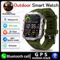 Black 2025 smartwatch for men and women featuring GPS, heart rate monitor, sleep tracking, waterproof design, compatible with iOS and Android.