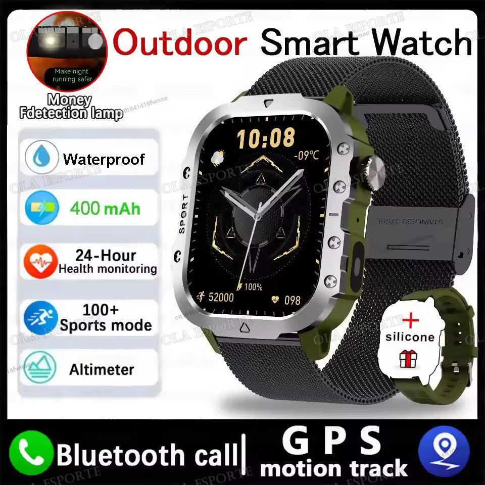 Black 2025 smart smartwatch for men and women with GPS, heart rate monitor, sleep tracking, waterproof design, compatible with iOS and Android