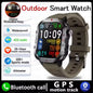Black 2025 smartwatch for men and women with outdoor GPS, heart rate, sleep tracking, waterproof design, compatible with iOS and Android.